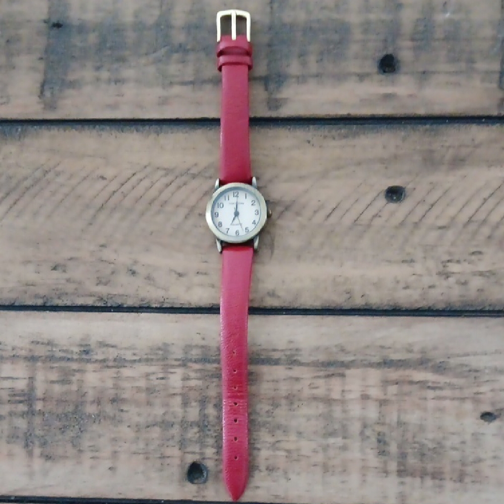 Tokyobay Petite Red Leather Strap Watch